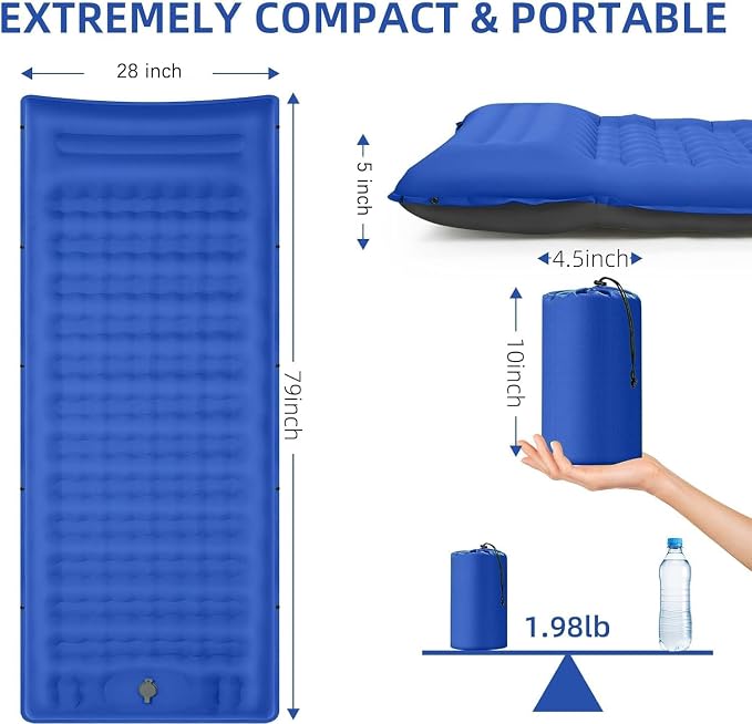 Camping Sleeping Pad 5 Inch, Inflatable Sleeping Pad - Image 3