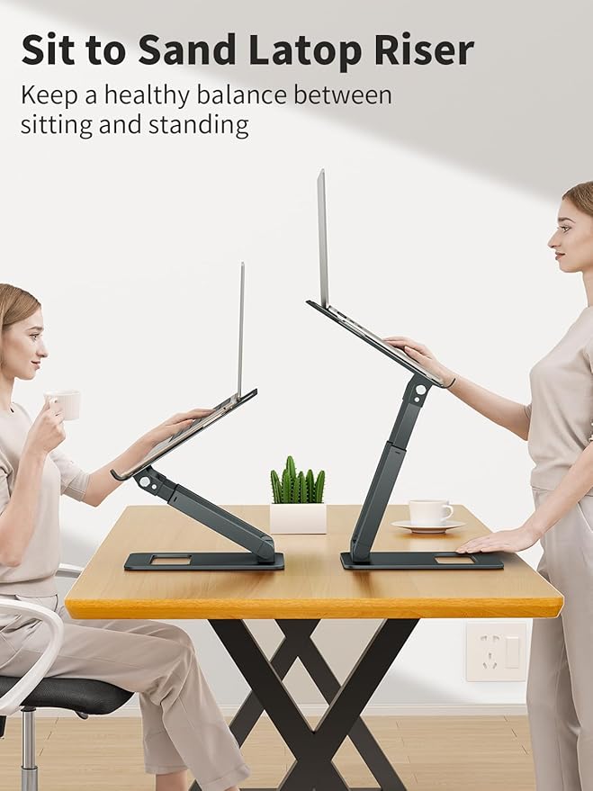 tounee Laptop Stand for Desk Adjustable Height, Telescopic Computer Stand - Image 2