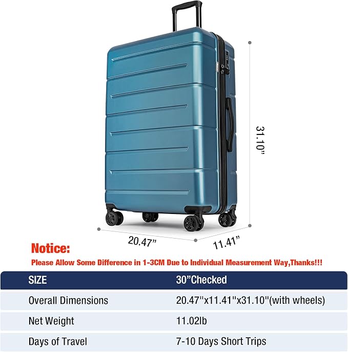 KYME Suitcases with Wheels Hardshell 30 Inch Luggage TSA Approved Large Checked - Image 7