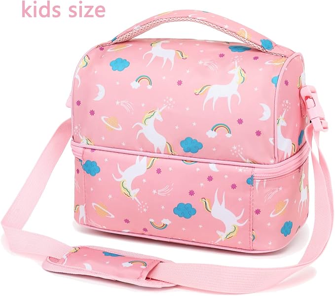 FlowFly Kids Double Decker Cooler Insulated Lunch Bag Large Tote - Image 6