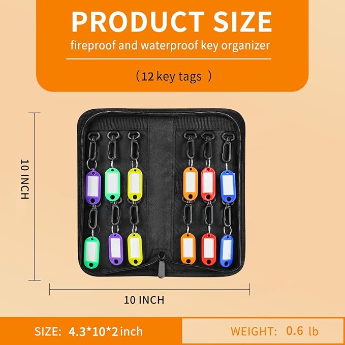 Sdstone Portable Zippered Key Organizer, Fireproof Key Case - Image 3