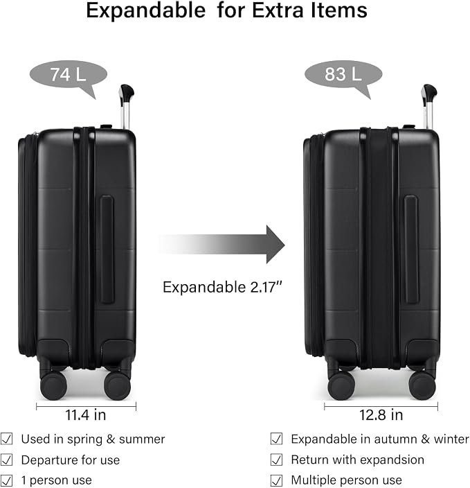 Hanke Hardside Expandable Checked Luggage, 24 Inch Top Opening Trunk Luggages - Image 2