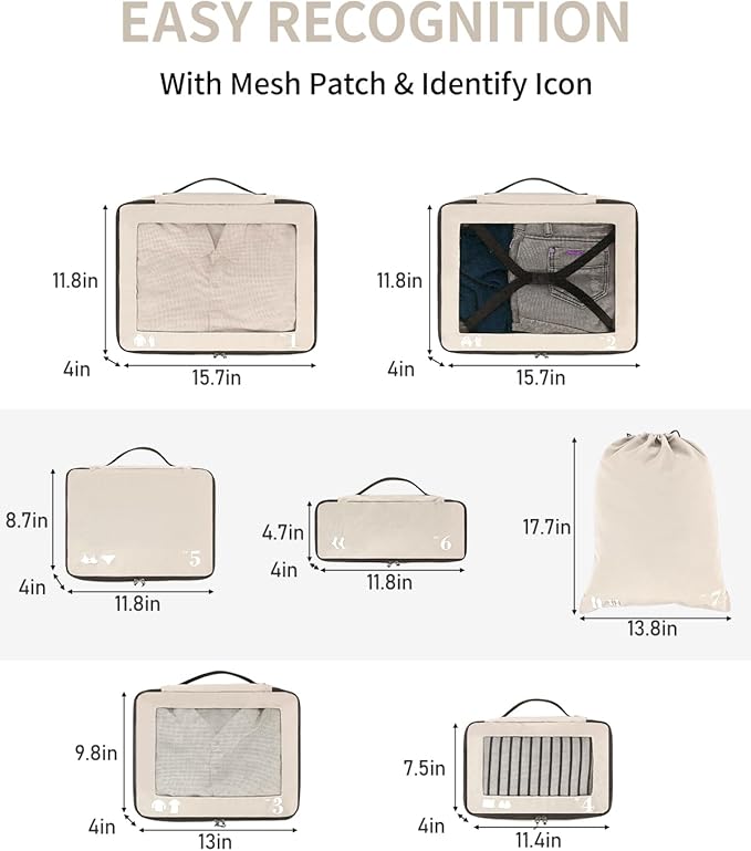 ECOHUB 7 Set Packing Cubes Tear-Resistant Luggage Packing Organizers - Image 6