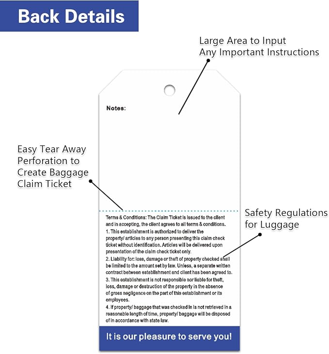 1000 Baggage Claim Check Tags - Image 3