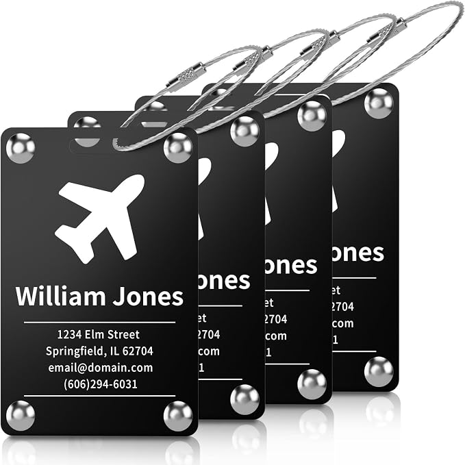 4 Pack Personalized Luggage Tags by Unknown