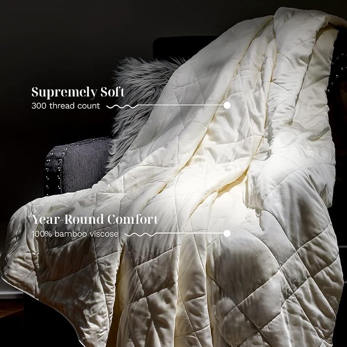 LUXOME Lightweight Blanket | 100% Rayon from Bamboo Fabric & Fill | Full/Queen - Image 3