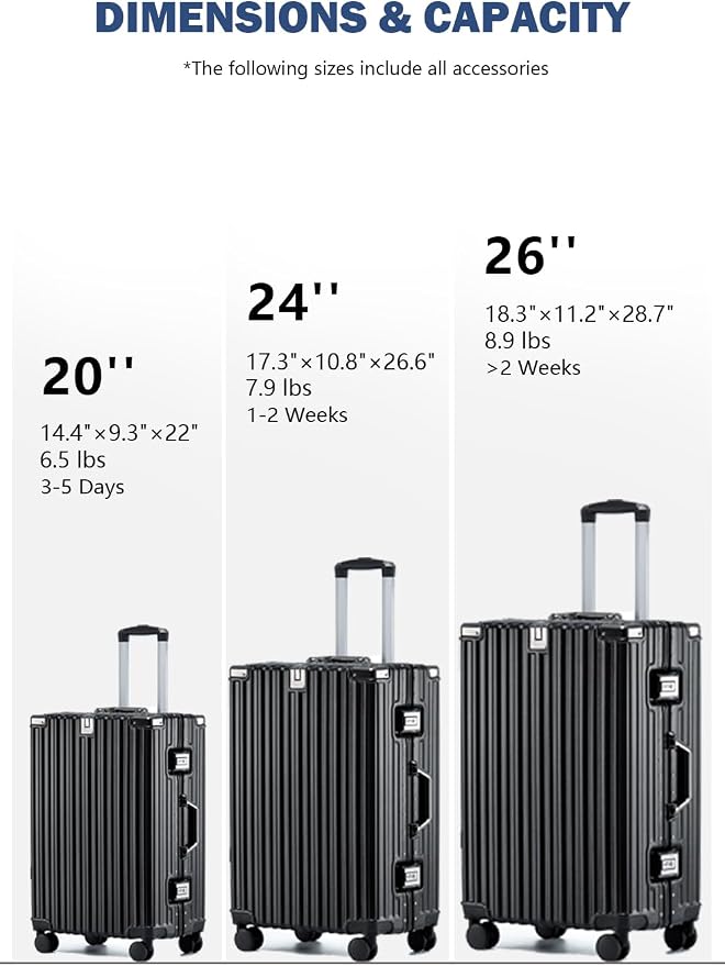 HotWay 24 Inch Aluminum Frame Luggage - Image 3