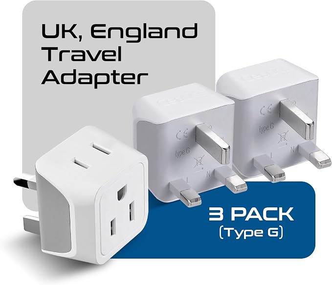 Ceptics UK Travel Plug Adapter, 2 in 1 Type G Adapter, US to UK Adapter - Image 2