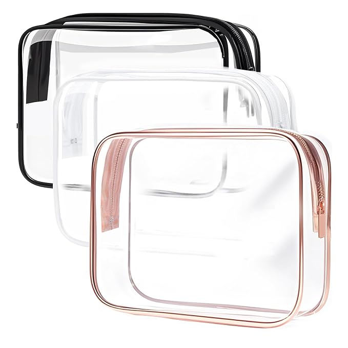Clear Toiletry Bag, 3 Packs TSA Approved Water resistant Travel Organizer by TRODANCE