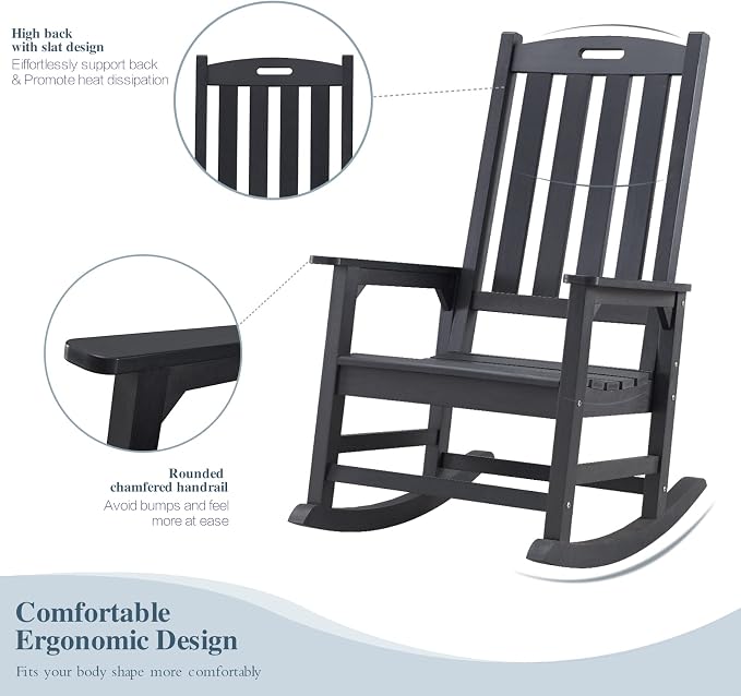Psilvam Oversized Outdoor Rocking Chair, - Image 4