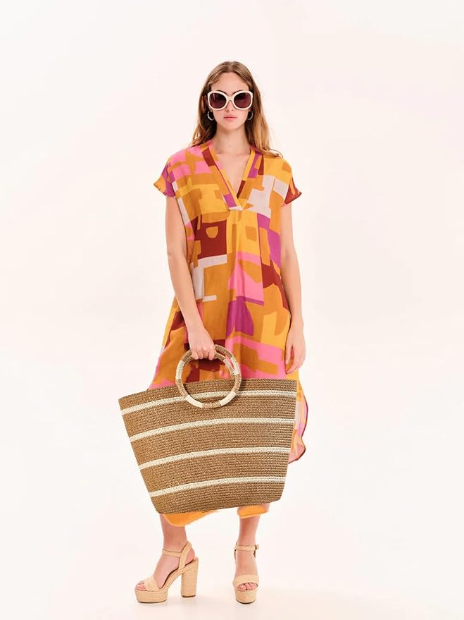 Beach Bags for Women Straw Tote Bag Summer Beach Bag Large Woven Straw Tote for - Image 6