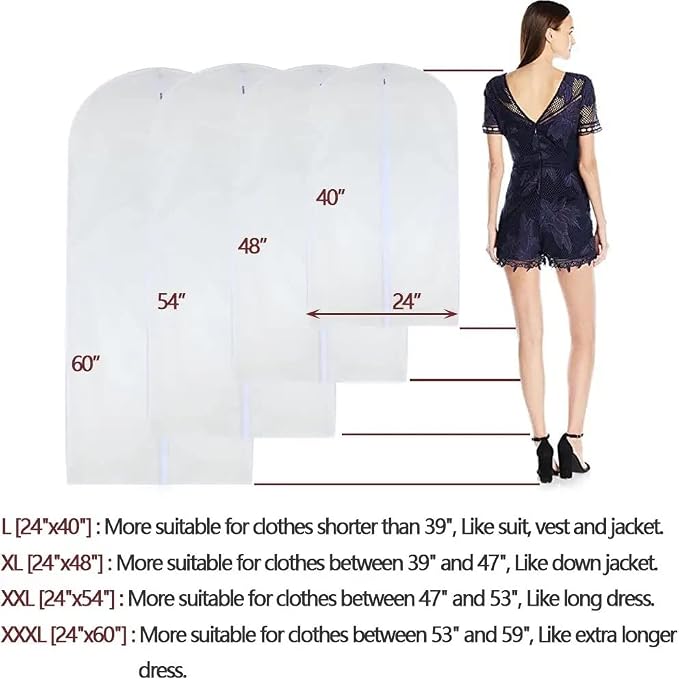 Garment Bags for Hanging Clothes Breathable Suit Bag Covers - Image 2