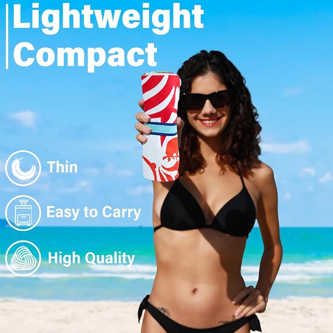 Microfiber Lightweight Beach Towel Sand Free Quick Dry Absorbent Thin Compact - Image 2