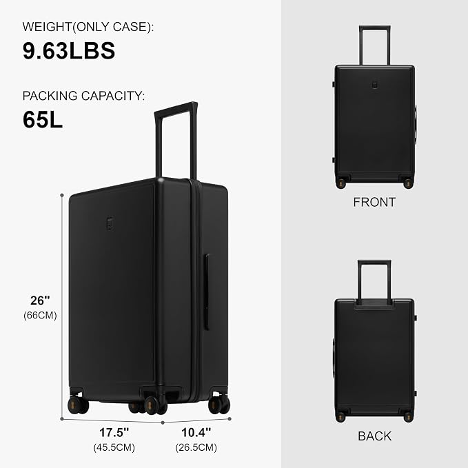 LEVEL8 Elegance Checked Luggage, 24 Inch Hardside Suitcase, Lightweight Matte - Image 8
