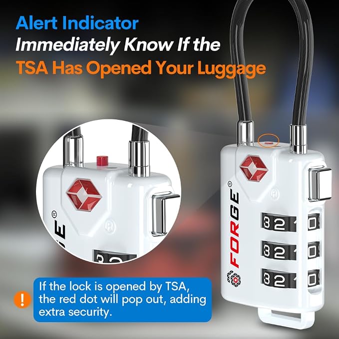 TSA Approved Cable Luggage Locks, Re-settable Combination - Image 3