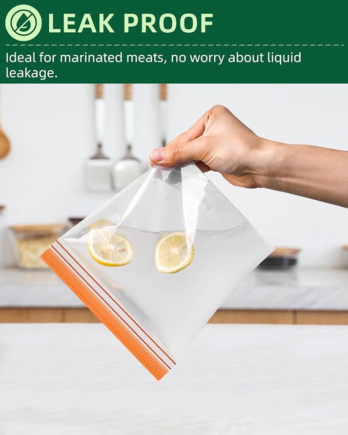 Lerine 20 Pack Reusable Freezer Bags Dishwasher Microwave Safe, Stand Up - Image 2