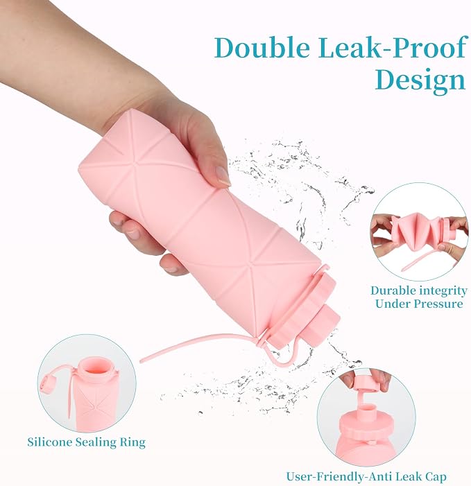 Silicone Collapsible Water Bottles, Lightweight Reusable Leakproof - Image 5