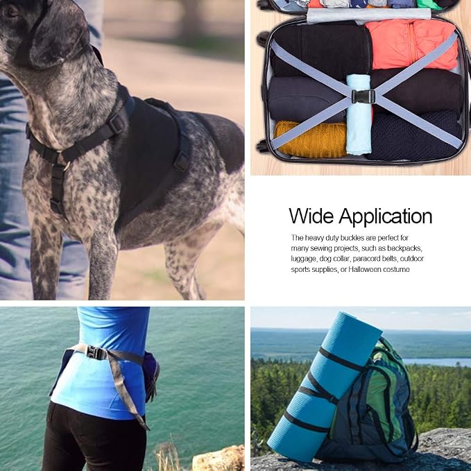 YGDZ 1 Inch Plastic Buckles, 80 Side Release Strap Buckles and Slides Parachute - Image 6