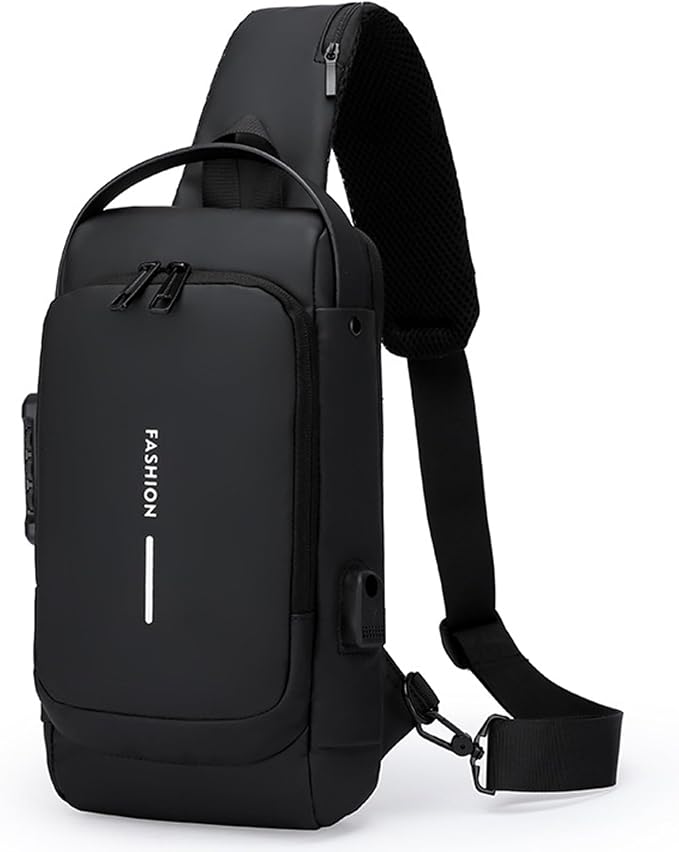Sling Bag for Men Anti-theft USB Crossbody Shoulder Backpack Purse Waterproof by ISDULA