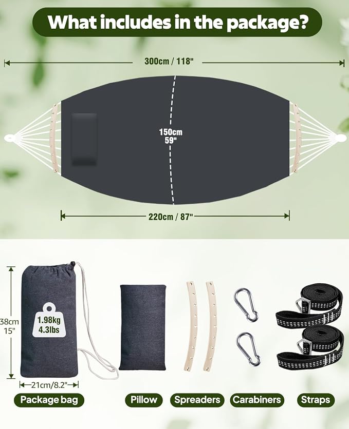 Chihee Cotton Hammock Large Soft Breathable Camping Hammock Holds Up to 660lbs - Image 4