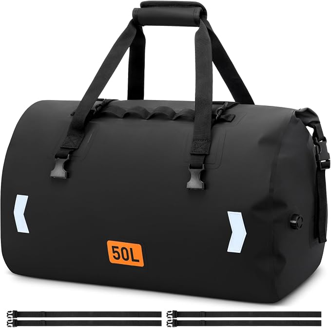 Waterproof Duffel Bag, 50L Roll-top Motorcycle Dry Bag by OCKLILY