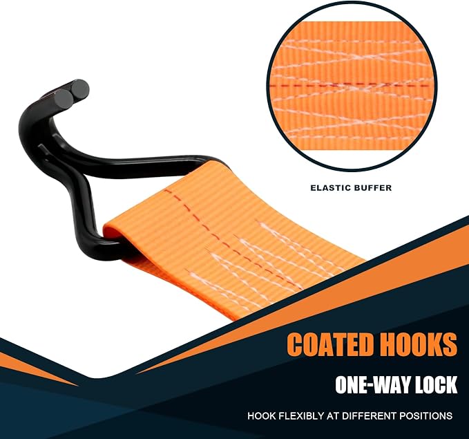 6 Pack 2 inch Ratchet Straps Heavy Duty J Hook 2 in x 15ft - Image 4