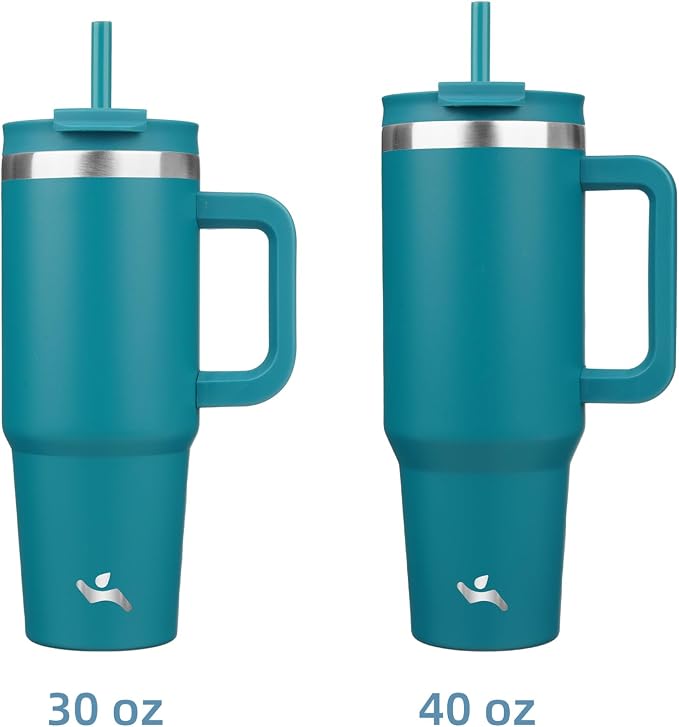40 oz Tumbler with Handle and 2 Straws, 2 in 1 Lid Insulated Water Bottle - Image 3