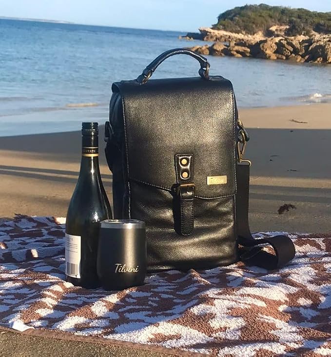 Leather Wine Bag & Wine Tumblers Set. Wine Gifts - Image 8