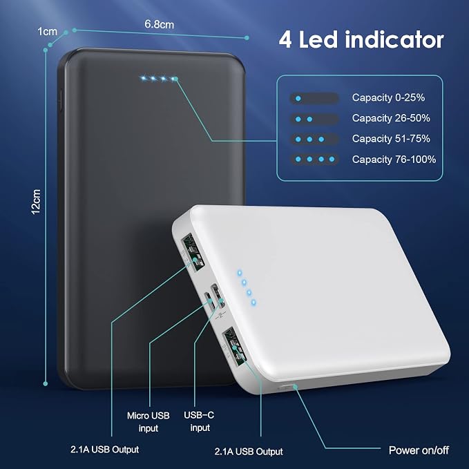 Portable Charger Power Bank 10000mAh, Ultra Slim Compact External Battery Pack - Image 5