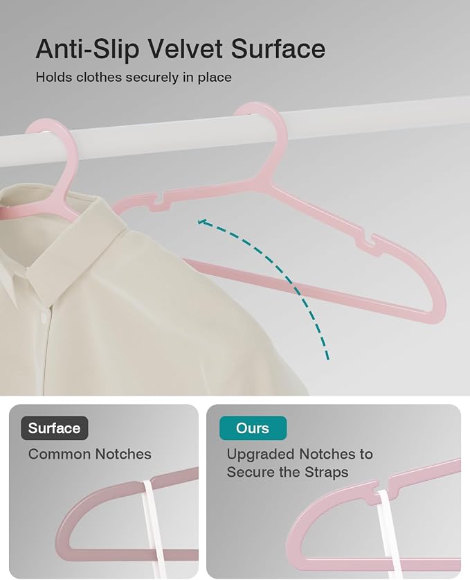 80 Pack Clothes Hangers, Non Slip Plastic Coat Hangers, Space Saving, Heavy Duty - Image 6