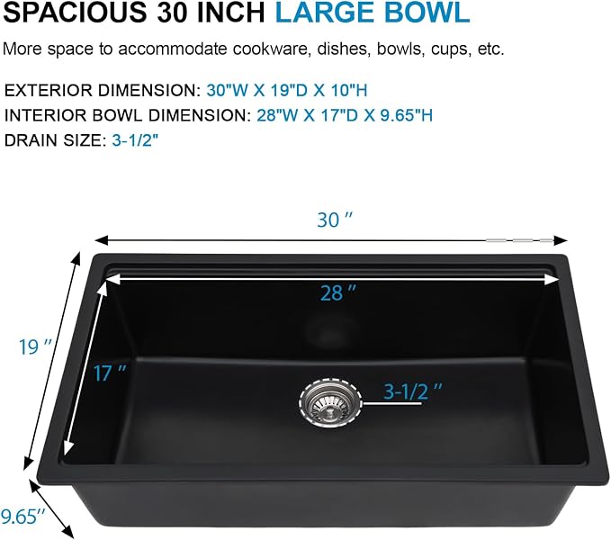 30 Granite Composite Kitchen Sink - Image 5