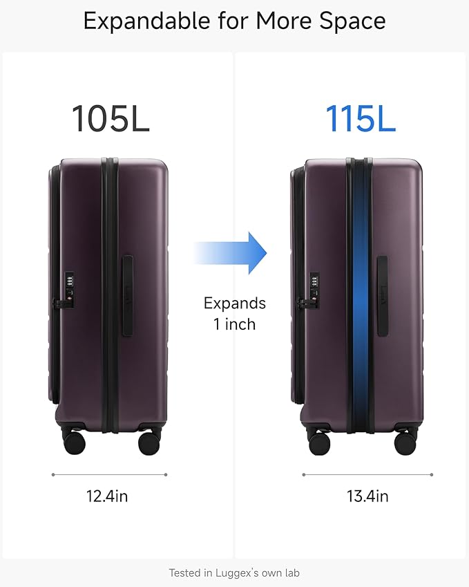 LUGGEX Checked Suitcase with Spinner Wheels, FLO5 Expandable Polycarbonate Hard - Image 3