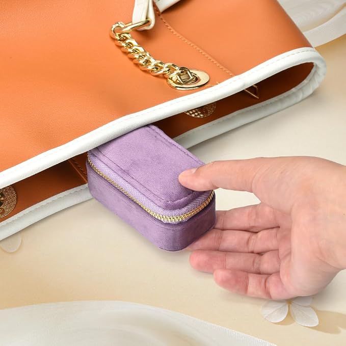 Small Travel Jewelry Case, Mini Tiny Plush Velvet Jewelry Box - Image 6