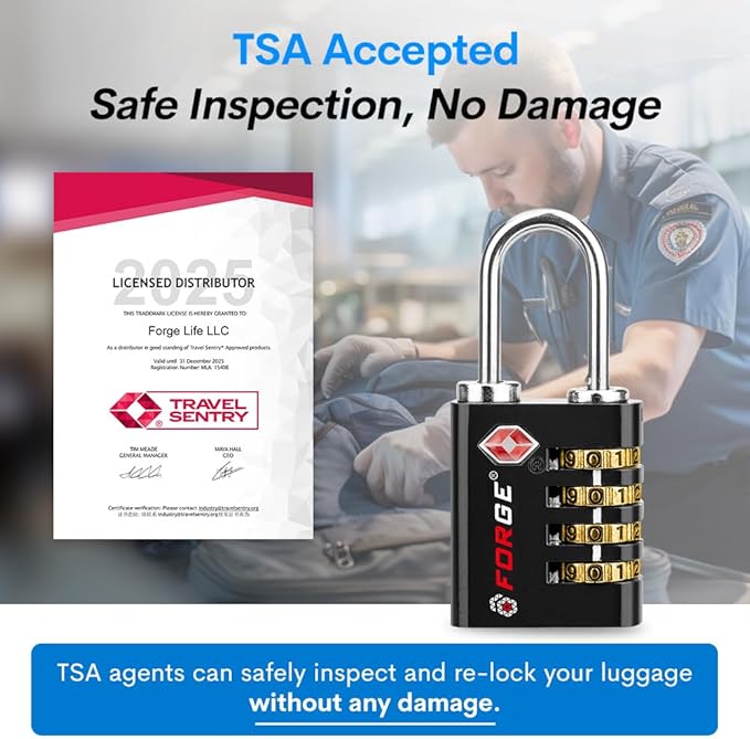 Forge Dual-Opening: Key or Combination Access Lock, TSA Approved Locks - Image 2