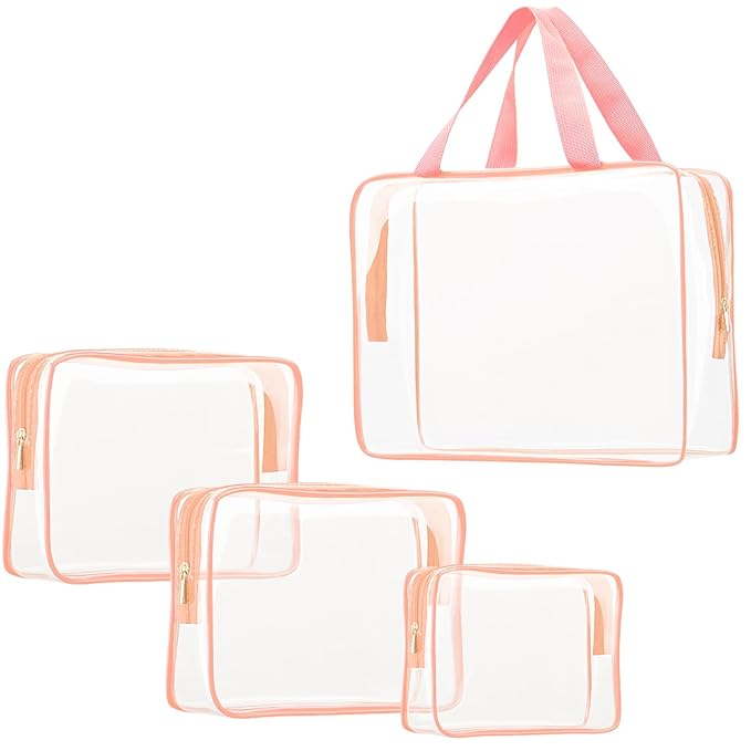 4Pcs Crystal Clear PVC Travel Toiletry Bag Kit by ROYBENS