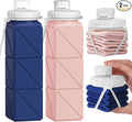 Collapsible Water Bottles 2 Pack Compact Portable, Bpa-Free Silicone Bottles by POPDIGITO