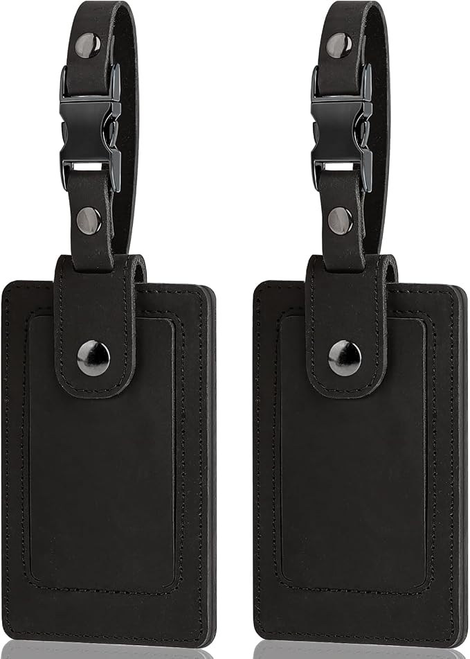 Premium Genuine Leather Luggage Tags by TESKYER