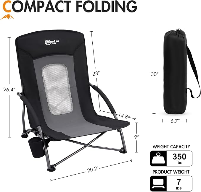 PORTAL Beach Chairs for Adults Camping Low Lightweight Portable Chair - Image 3