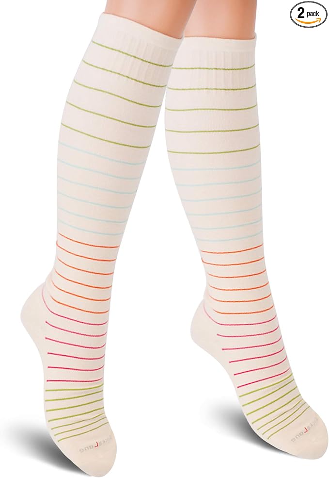 Cotton Compression Socks for Women & Men. 15-20 mmHg Support Knee-High Nude by SocksLaneCompression