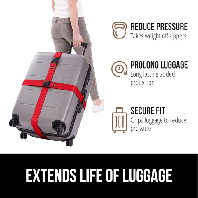 GORILLA GRIP Heavy Duty 4 Pack Adjustable Luggage Straps - Image 5
