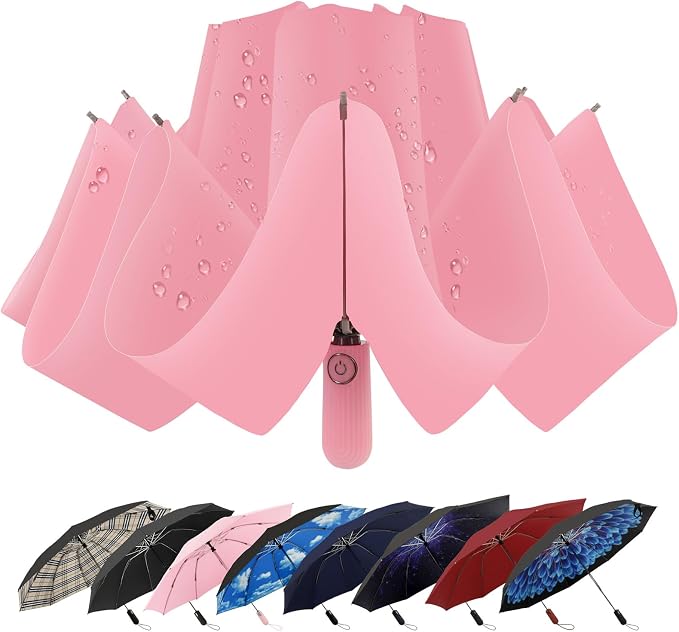 Compact Inverted Travel Umbrella, Automatic Open Close, 9-Rib 46 Inch Windproof by ZDSSM