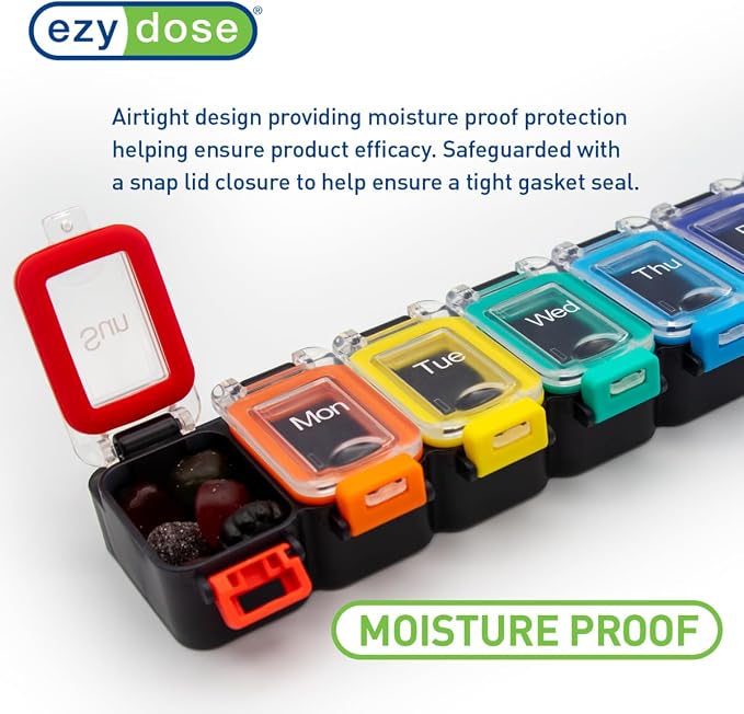 EZY DOSE Weekly Daily Pill Planner, Medicine Case, Vitamin Organizer Container - Image 4