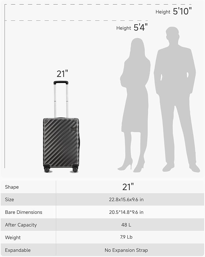 LUGGEX Luggage with Spinner Wheels, Polycarbonate Hard Shell Suitcase, Carry On - Image 9