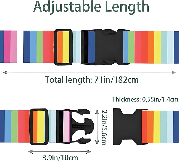 Rainbows Luggage Straps for Suitcases, Adjustable Luggage Travel Belts Security - Image 2