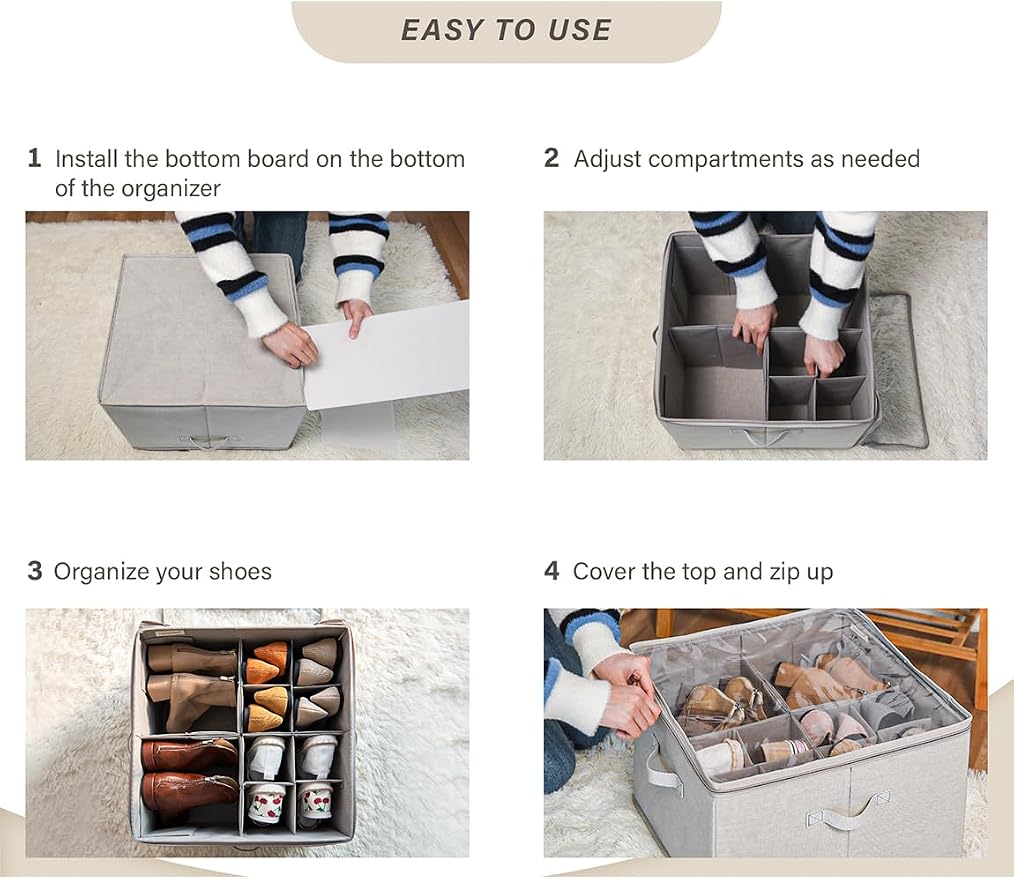 StorageWorks Shoe Organizer for Closet, Fits up to 16 Pairs, Shoe Cubby Storage - Image 3