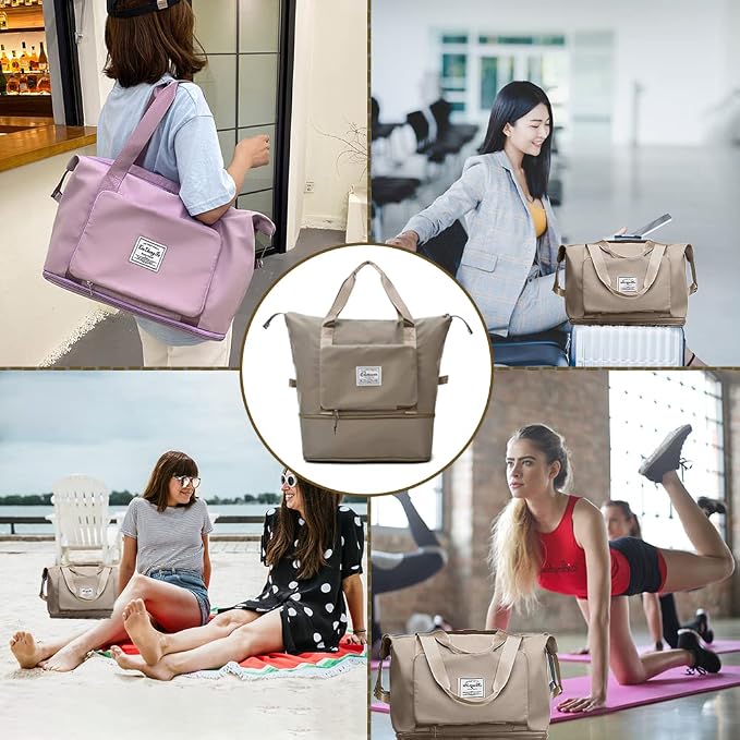 Large Capacity Foldable Travel Bag Expandable Portable Carry on Bag Dry&Wet - Image 6