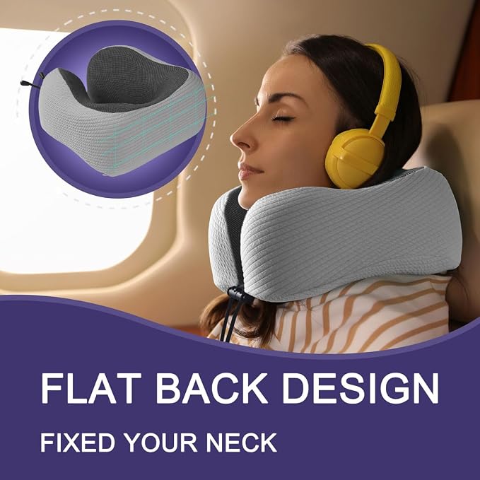 napfun Neck Pillow for Traveling, Upgraded Travel Neck Pillow for Airplane 100% - Image 4