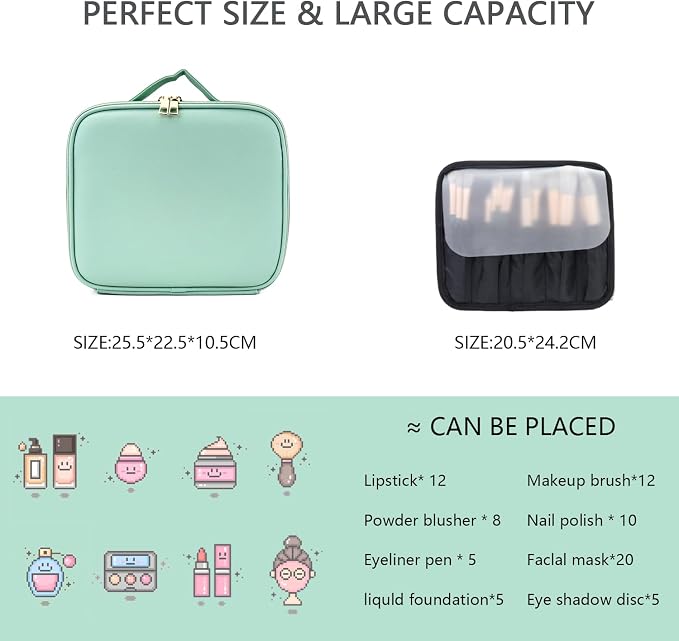 Makeup Bag with Led Mirror, Travel Makeup Organizer with 3 Color Setting & 10X - Image 2