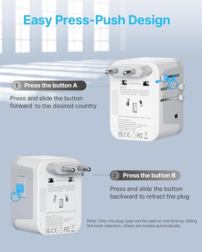 Universal Travel Adapter, VINTAR International Power Adapter - Image 3