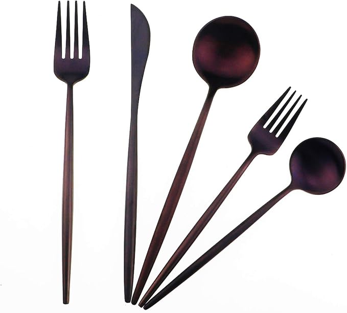 Matte Purple Silverware Set, Gugrida 5-Piece 18/10 Stainless Steel Satin Finish - Image 5